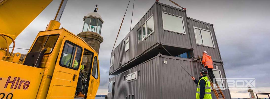 converted shipping container installation slide